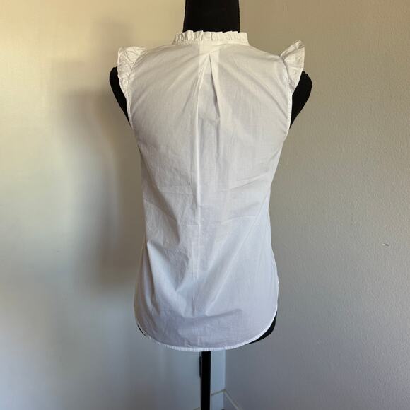 NWOT - White Button Down Bib Front Cap Sleeve Tank Blouse - 2 - Picture 7 of 9